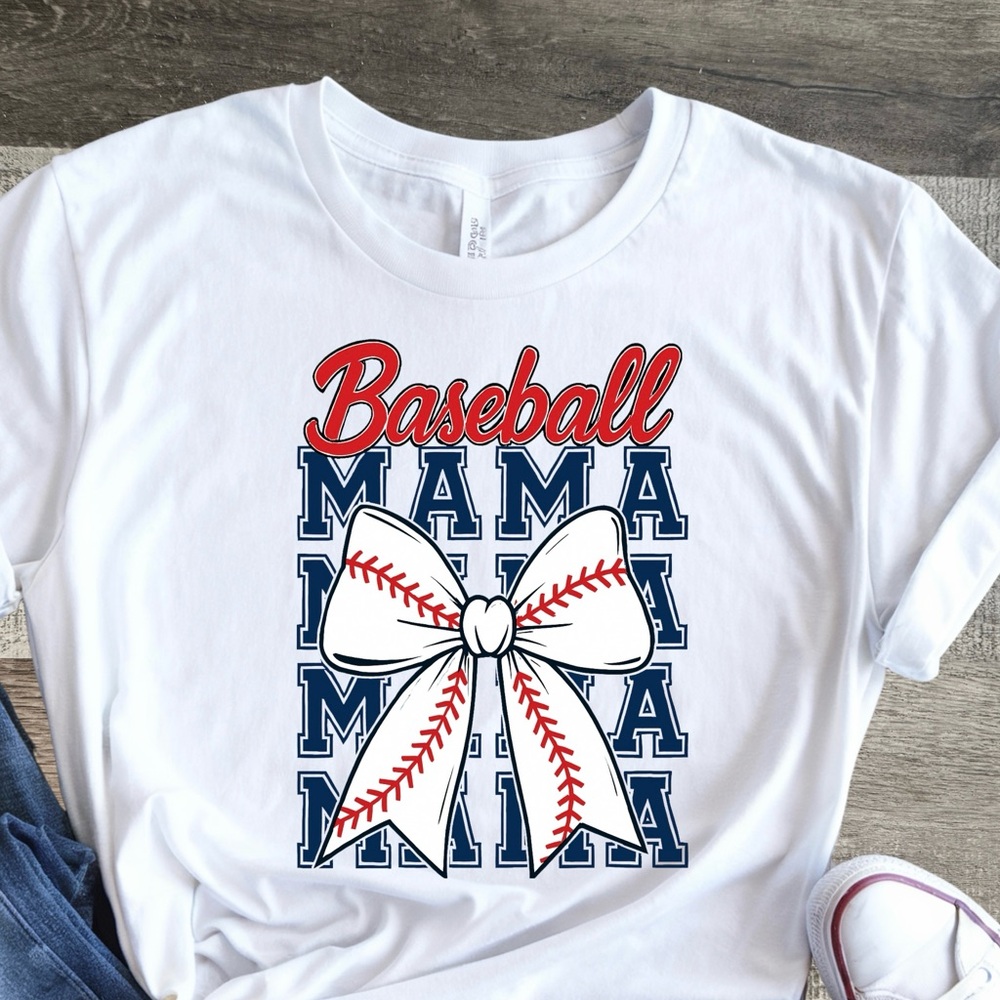 Gildan Red and White Baseball Mama Tee